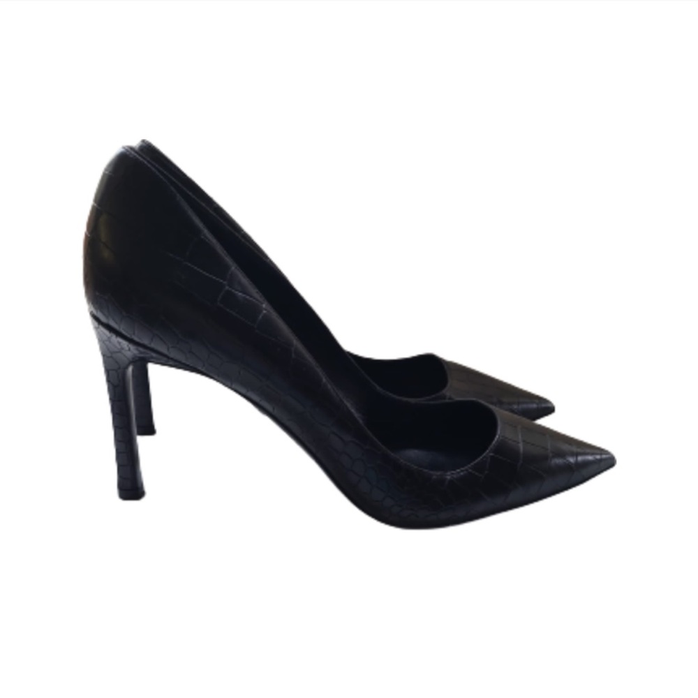 Bellofatto black gator print, made in Italy heels